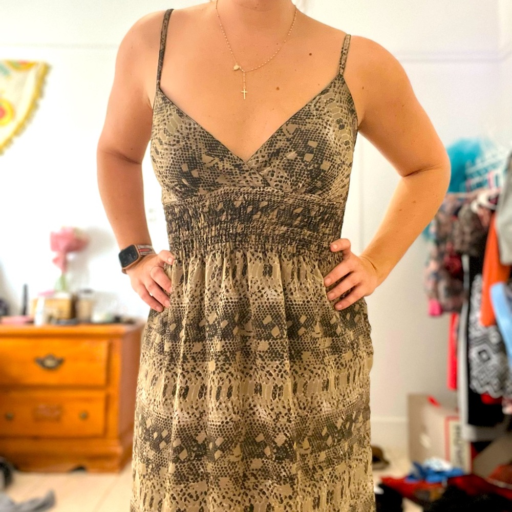 Snakeskin print chiffon maxi dress